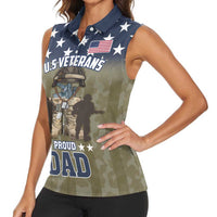 Personalized Veterans Day 2024 Women Sleeveless Polo Shirt U.S Veterans Proud Dad - Wonder Print Shop