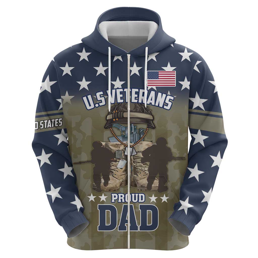 Personalized Veterans Day 2024 Zip Hoodie U.S Veterans Proud Dad - Wonder Print Shop