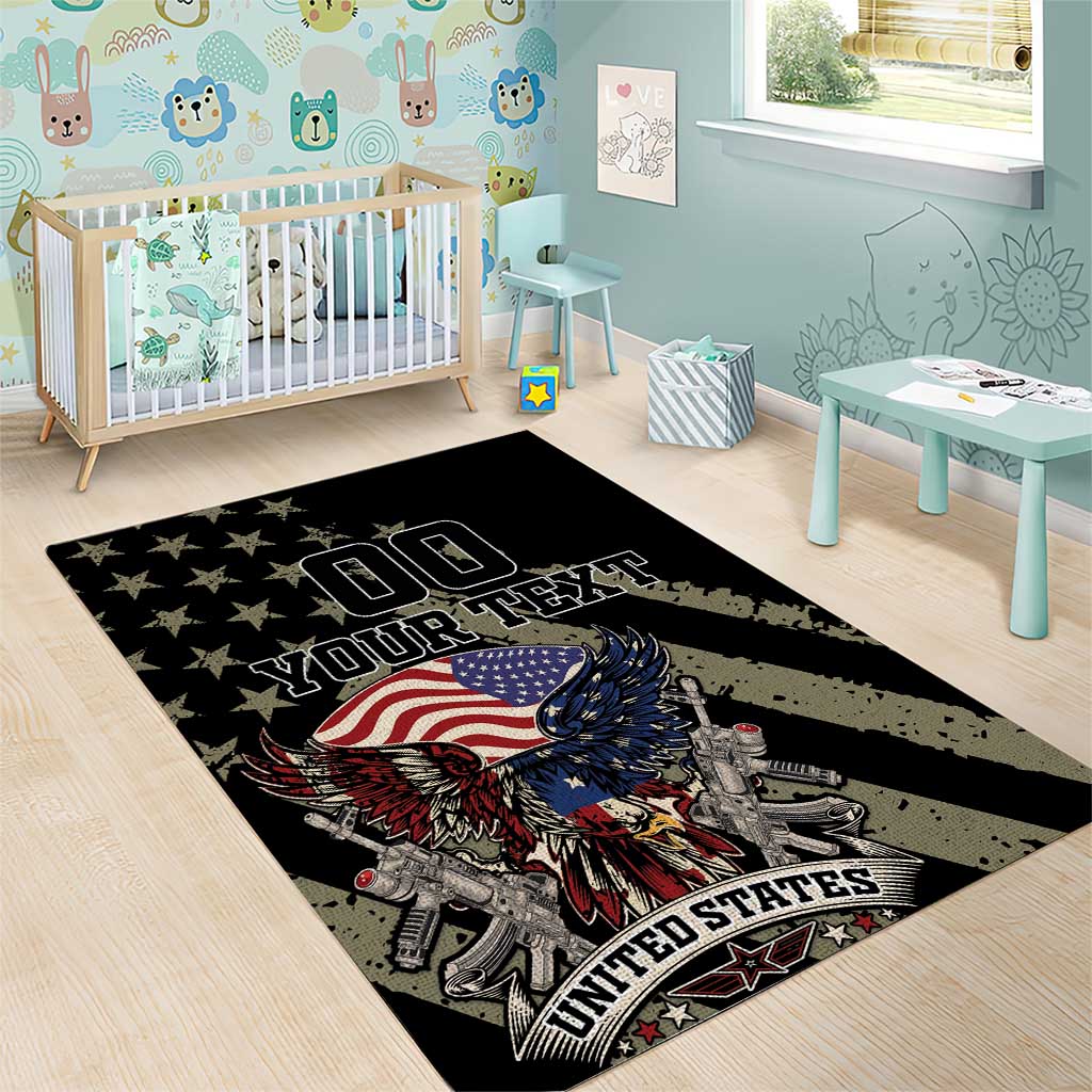 Custom Remembrance Day Area Rug American Eagle With USA Flags - Wonder Print Shop