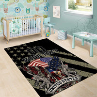 Custom Remembrance Day Area Rug American Eagle With USA Flags - Wonder Print Shop
