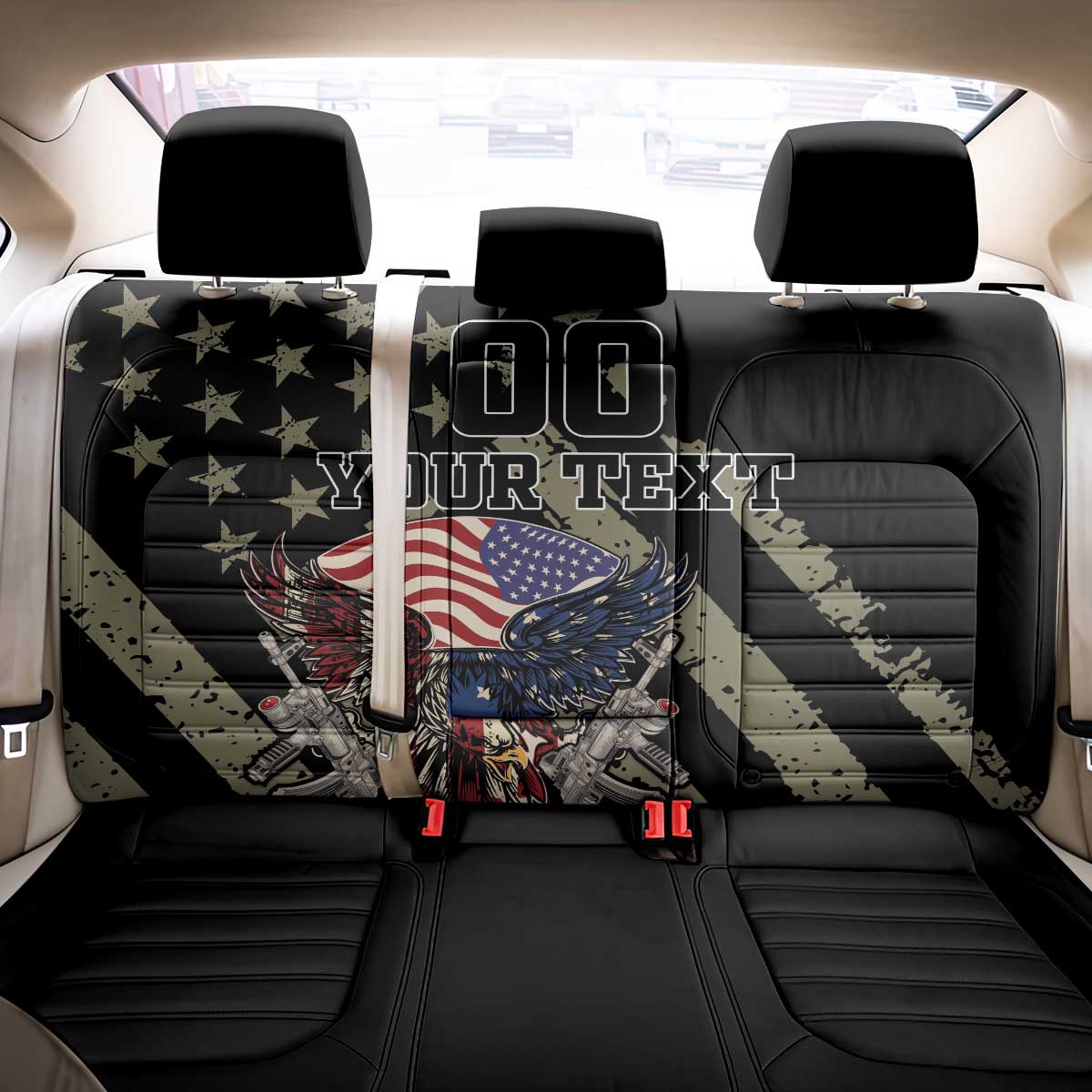 Custom Remembrance Day Back Car Seat Cover American Eagle With USA Flags - Wonder Print Shop