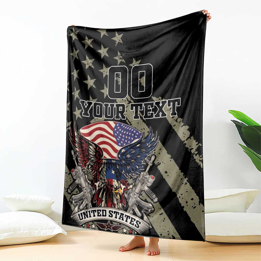 Custom Remembrance Day Blanket American Eagle With USA Flags