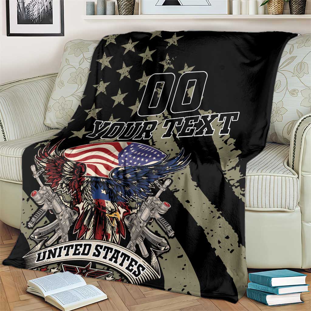 Custom Remembrance Day Blanket American Eagle With USA Flags