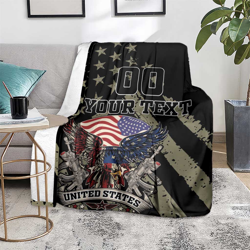 Custom Remembrance Day Blanket American Eagle With USA Flags