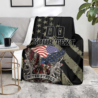 Custom Remembrance Day Blanket American Eagle With USA Flags
