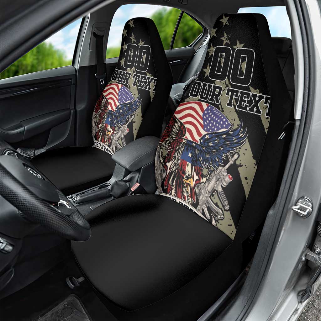 Custom Remembrance Day Car Seat Cover American Eagle With USA Flags - Wonder Print Shop