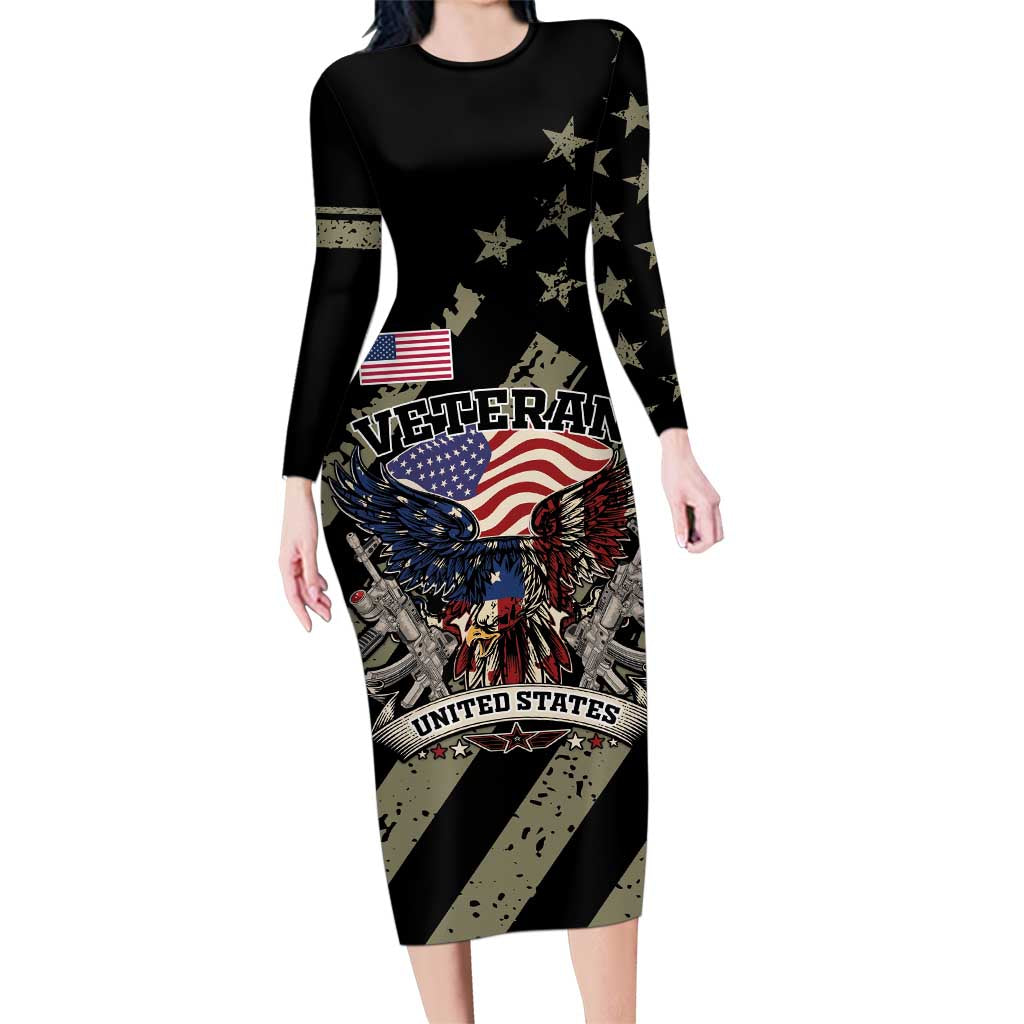 Custom Remembrance Day Family Matching Long Sleeve Bodycon Dress and Hawaiian Shirt American Eagle With USA Flags - Wonder Print Shop