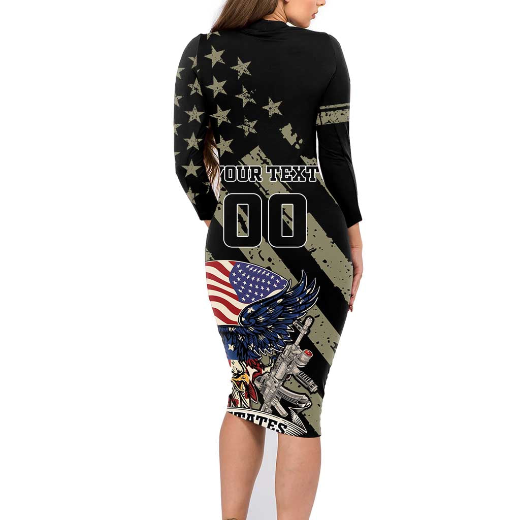 Custom Remembrance Day Family Matching Long Sleeve Bodycon Dress and Hawaiian Shirt American Eagle With USA Flags - Wonder Print Shop