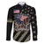 Custom Remembrance Day Family Matching Off The Shoulder Long Sleeve Dress and Hawaiian Shirt American Eagle With USA Flags - Wonder Print Shop
