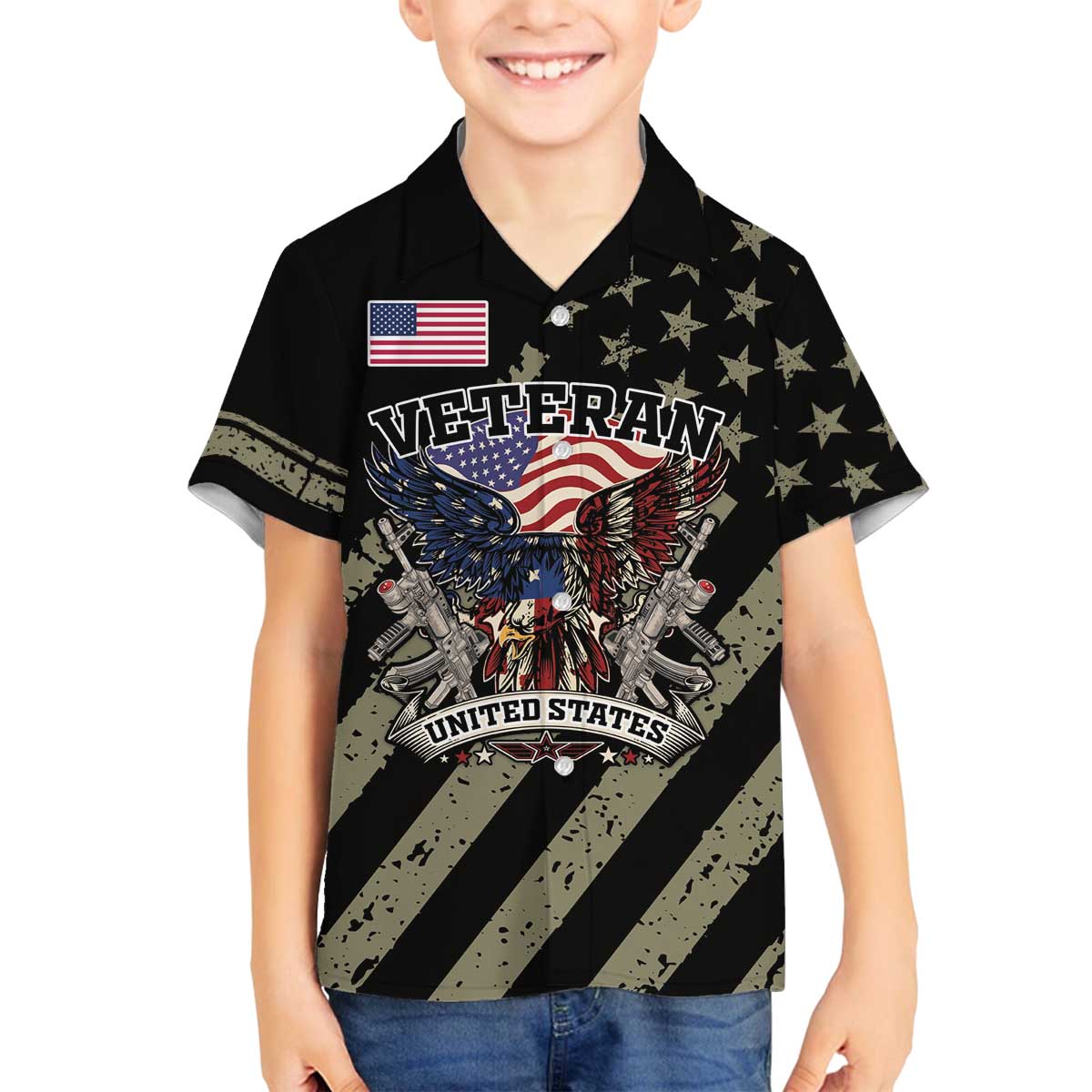 Custom Remembrance Day Family Matching Puletasi and Hawaiian Shirt American Eagle With USA Flags - Wonder Print Shop