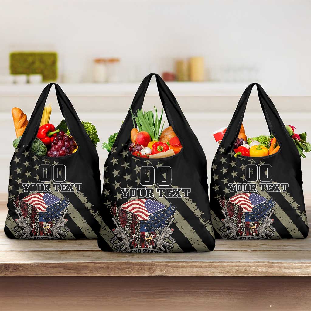 Custom Remembrance Day Grocery Bag American Eagle With USA Flags