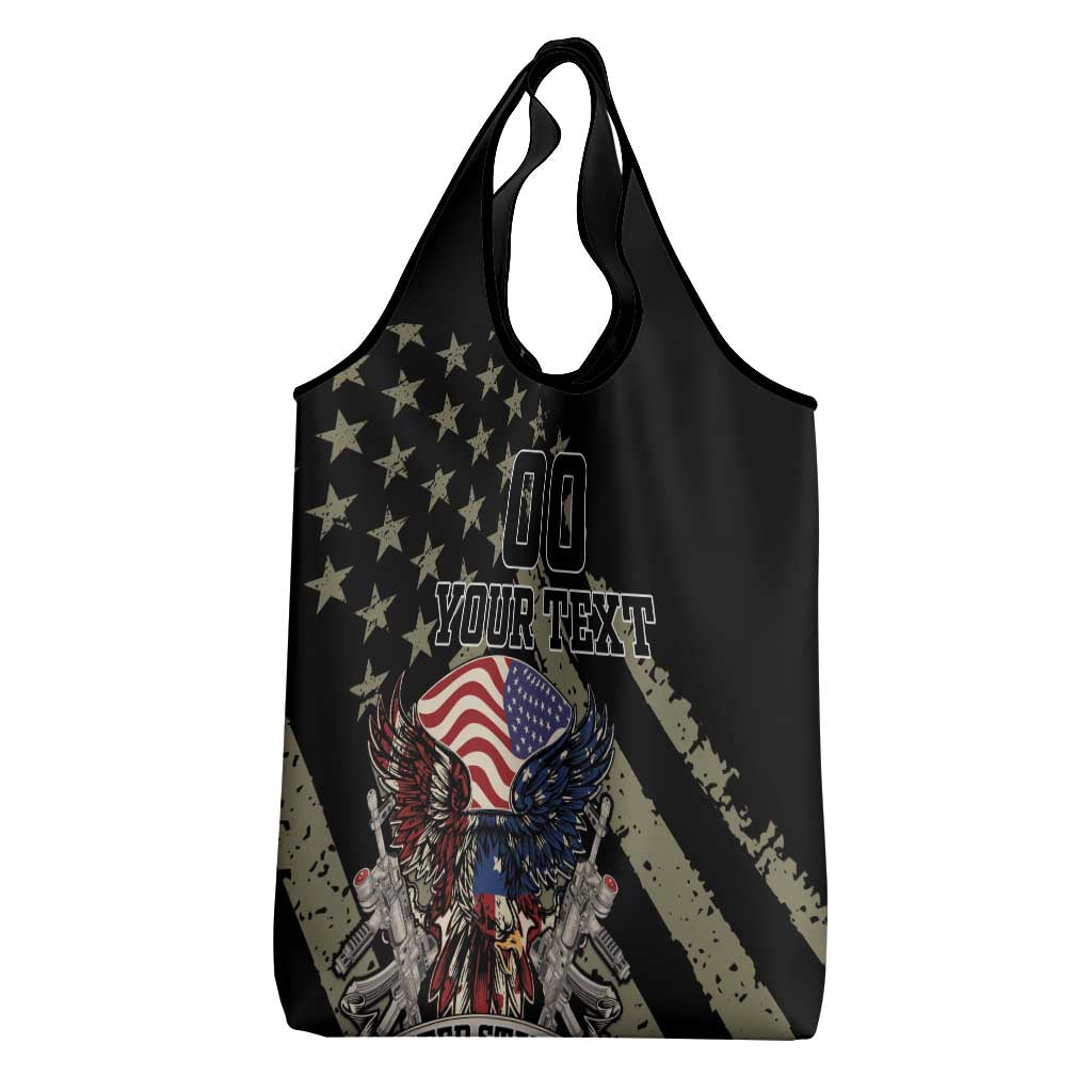 Custom Remembrance Day Grocery Bag American Eagle With USA Flags