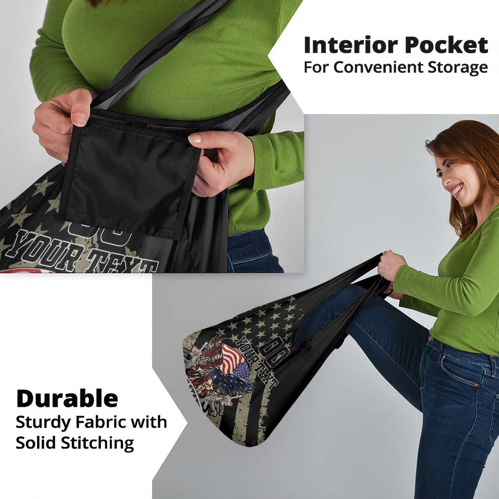 Custom Remembrance Day Grocery Bag American Eagle With USA Flags