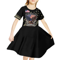 Custom Remembrance Day Kid Short Sleeve Dress American Eagle With USA Flags - Wonder Print Shop
