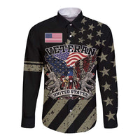 Custom Remembrance Day Long Sleeve Button Shirt American Eagle With USA Flags - Wonder Print Shop