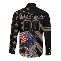 Custom Remembrance Day Long Sleeve Button Shirt American Eagle With USA Flags - Wonder Print Shop