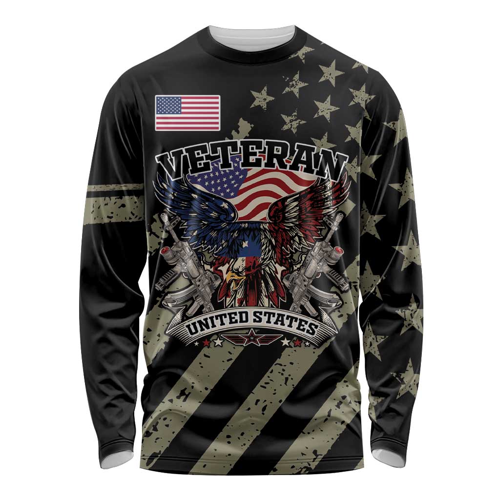 Custom Remembrance Day Long Sleeve Shirt American Eagle With USA Flags - Wonder Print Shop