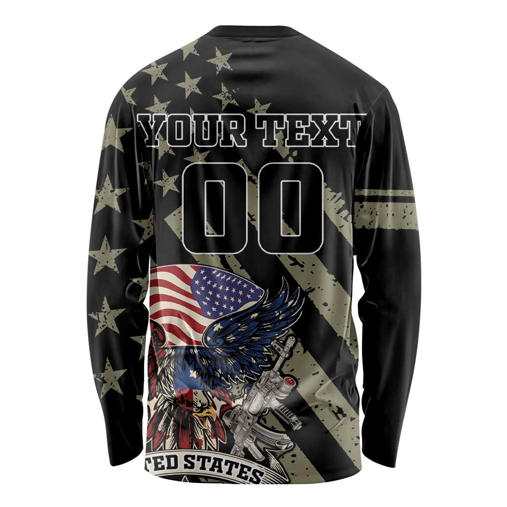 Custom Remembrance Day Long Sleeve Shirt American Eagle With USA Flags - Wonder Print Shop