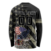 Custom Remembrance Day Long Sleeve Shirt American Eagle With USA Flags - Wonder Print Shop