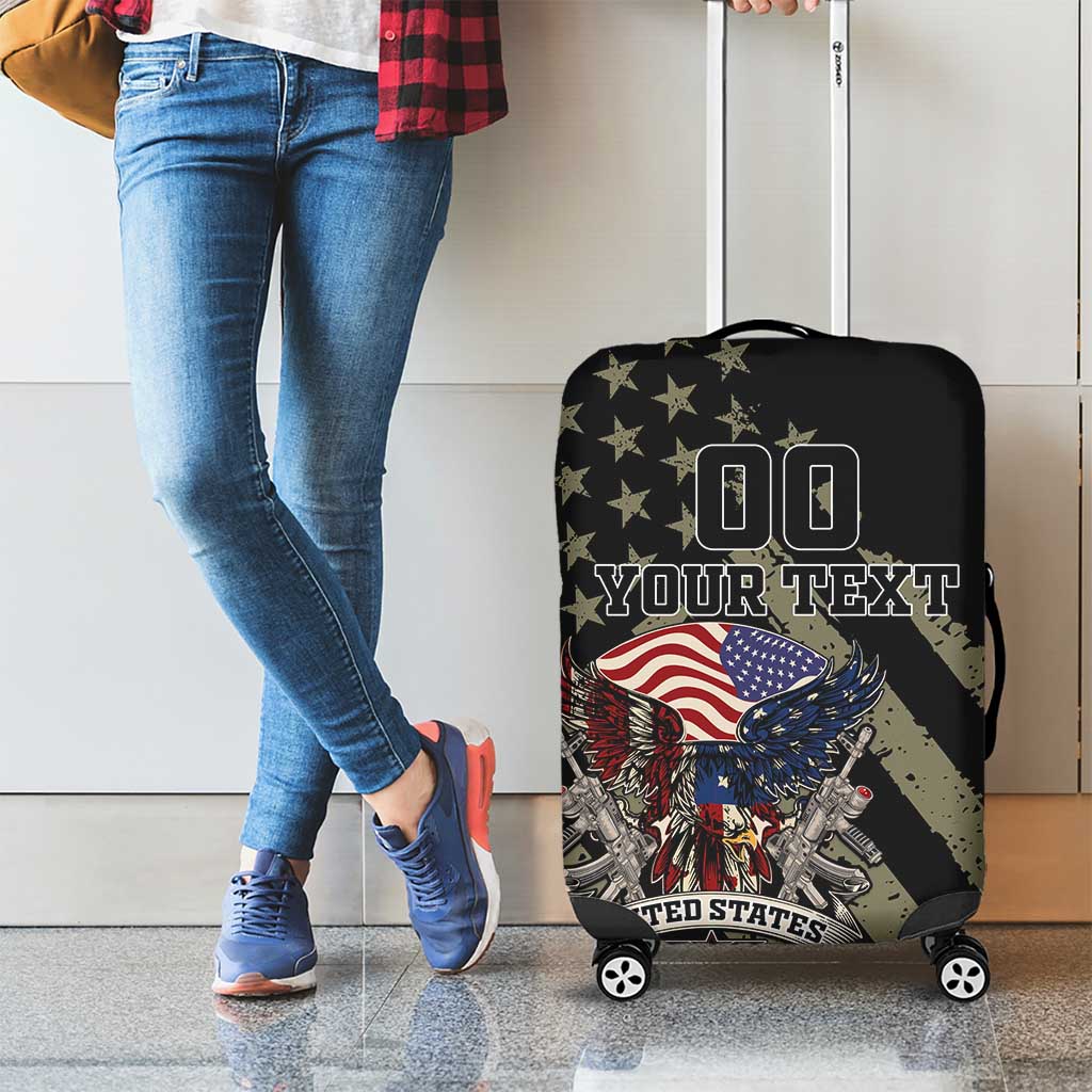 Custom Remembrance Day Luggage Cover American Eagle With USA Flags - Wonder Print Shop