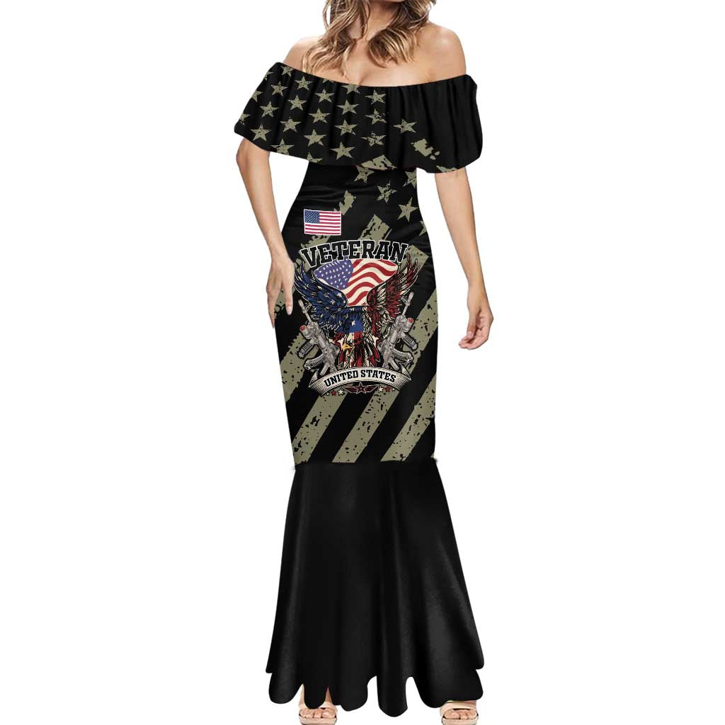 Custom Remembrance Day Mermaid Dress American Eagle With USA Flags - Wonder Print Shop