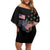 Custom Remembrance Day Off Shoulder Short Dress American Eagle With USA Flags - Wonder Print Shop