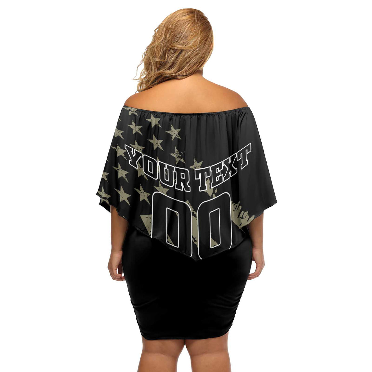 Custom Remembrance Day Off Shoulder Short Dress American Eagle With USA Flags - Wonder Print Shop