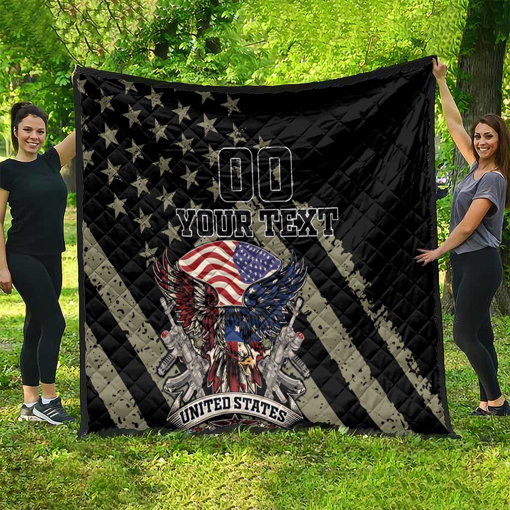 Custom Remembrance Day Quilt American Eagle With USA Flags - Wonder Print Shop