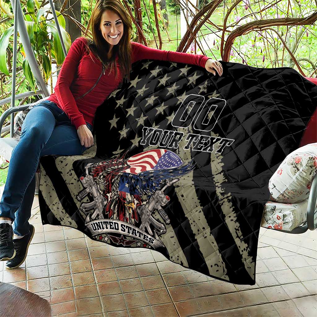 Custom Remembrance Day Quilt American Eagle With USA Flags - Wonder Print Shop