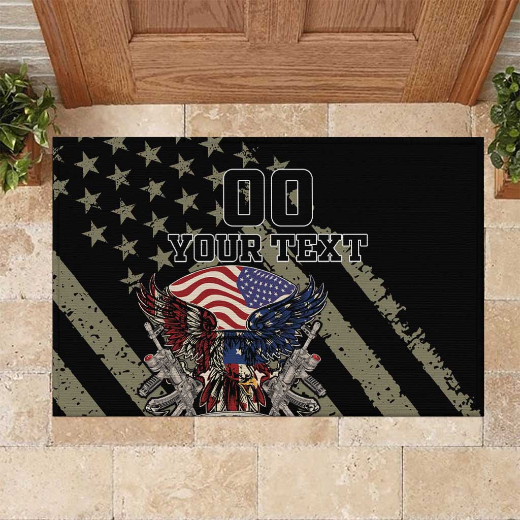 Custom Remembrance Day Rubber Doormat American Eagle With USA Flags - Wonder Print Shop
