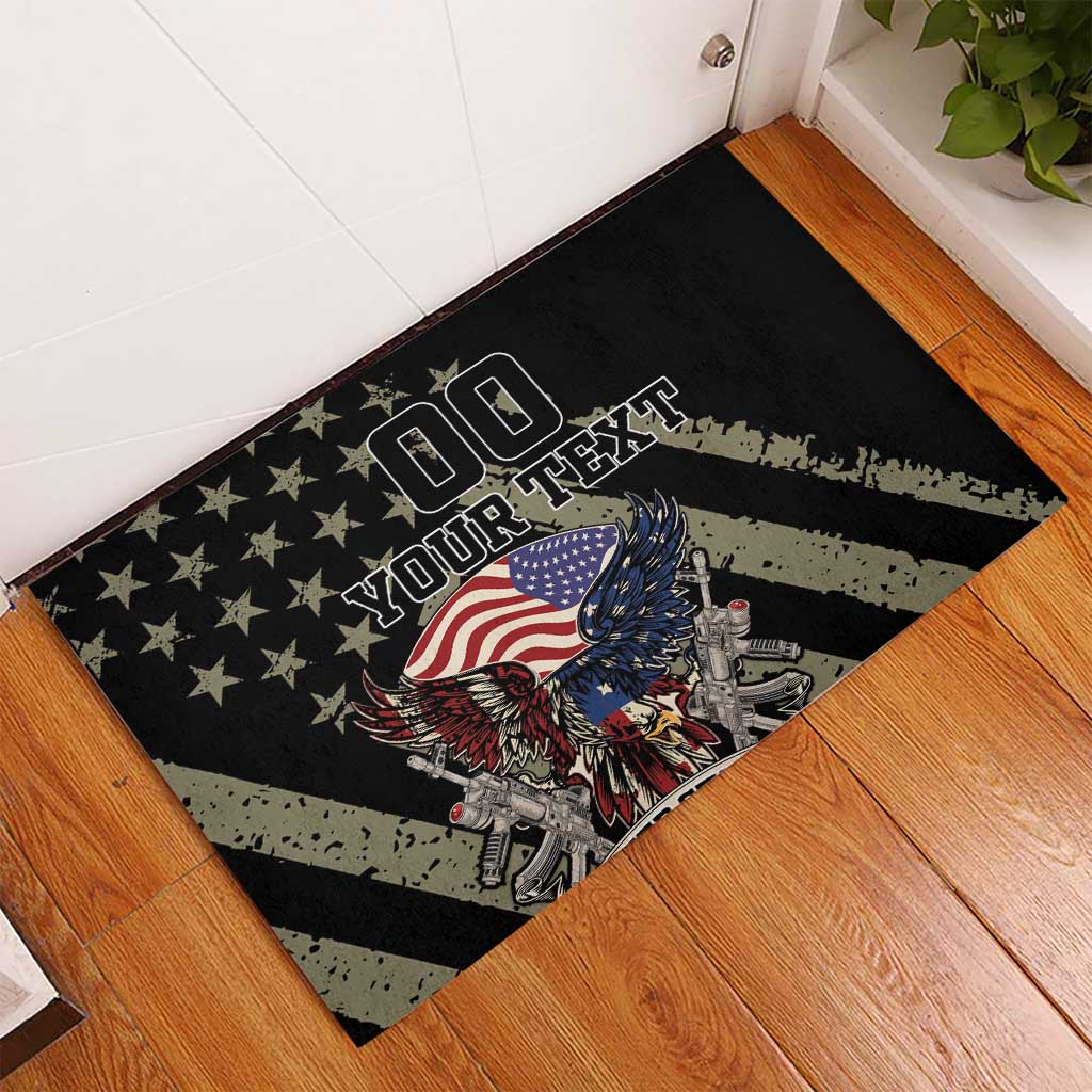 Custom Remembrance Day Rubber Doormat American Eagle With USA Flags - Wonder Print Shop