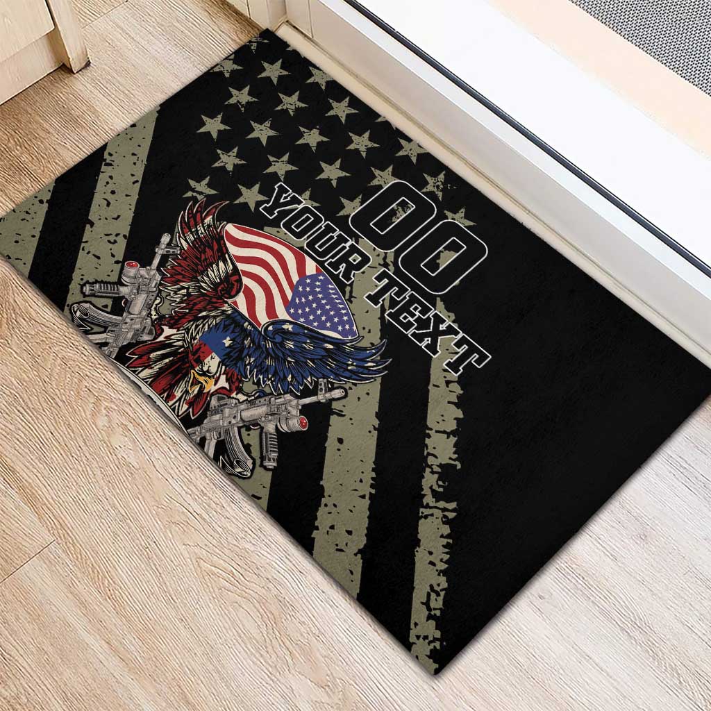 Custom Remembrance Day Rubber Doormat American Eagle With USA Flags - Wonder Print Shop