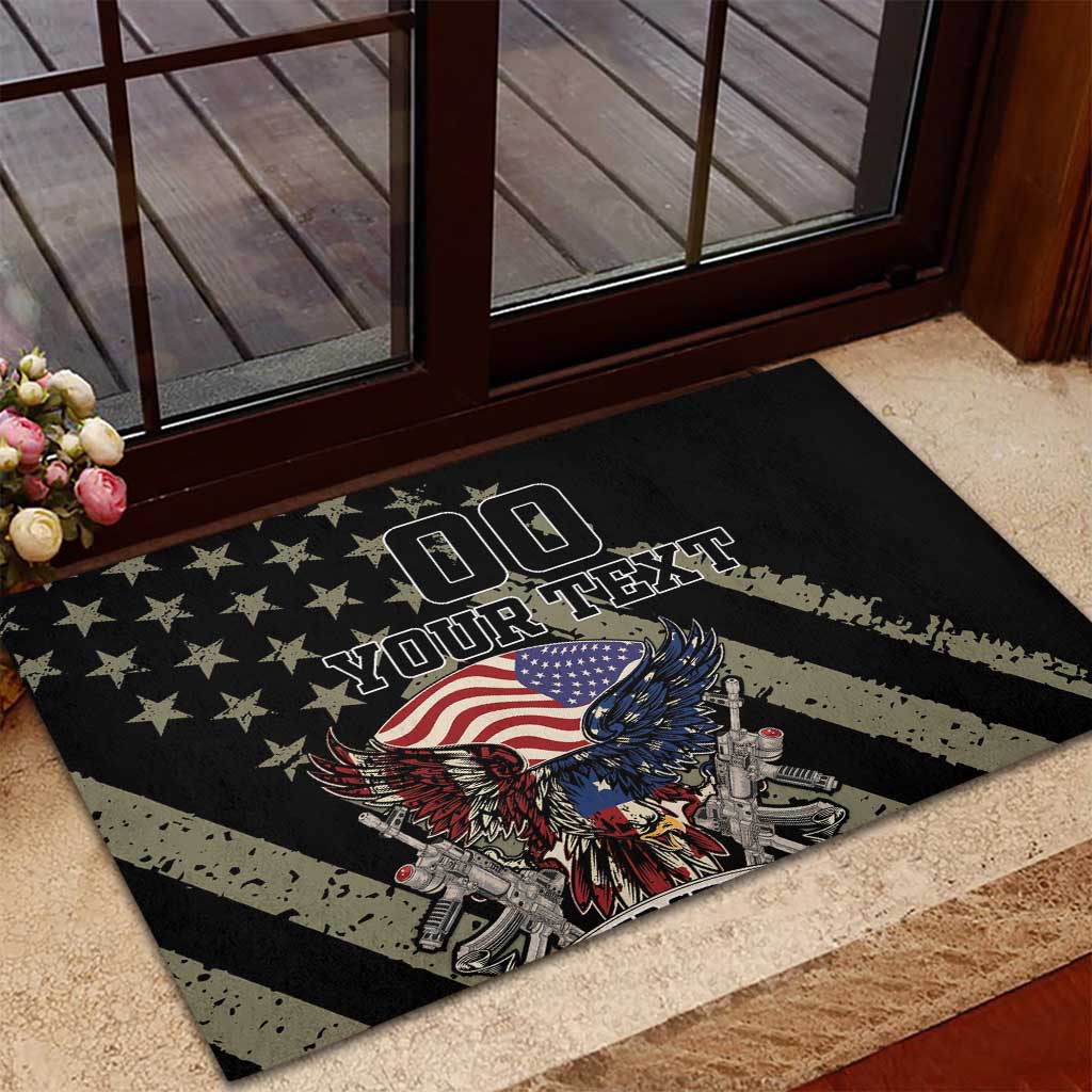 Custom Remembrance Day Rubber Doormat American Eagle With USA Flags - Wonder Print Shop