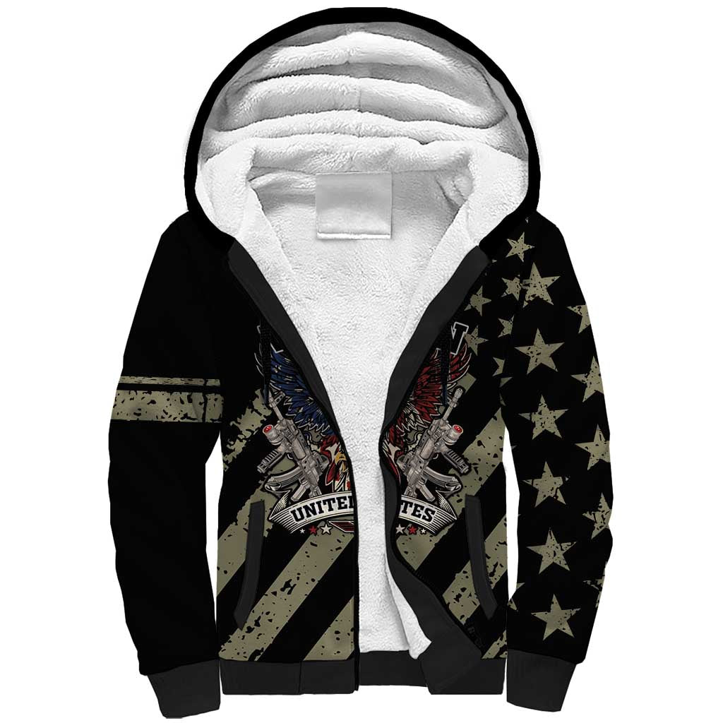 Custom Remembrance Day Sherpa Hoodie American Eagle With USA Flags - Wonder Print Shop