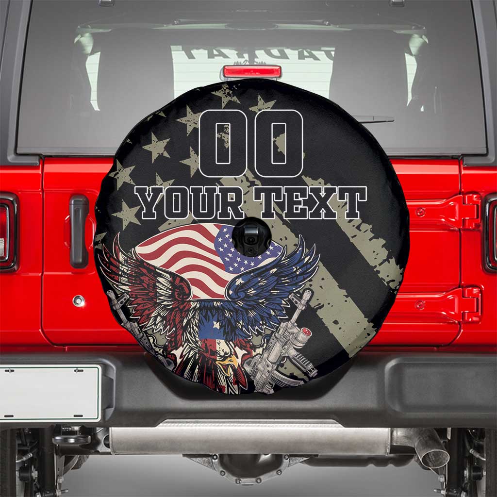 Custom Remembrance Day Spare Tire Cover American Eagle With USA Flags - Wonder Print Shop