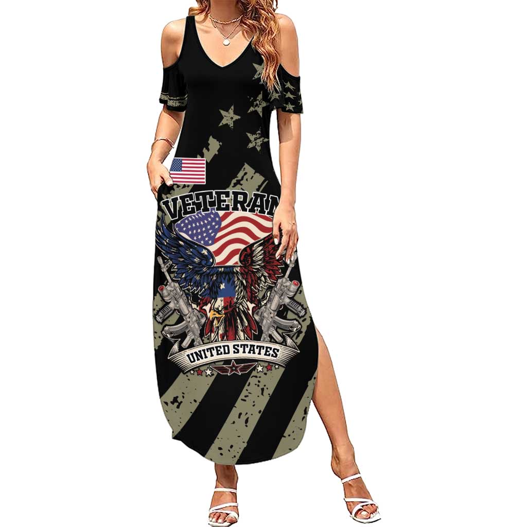 Custom Remembrance Day Summer Maxi Dress American Eagle With USA Flags - Wonder Print Shop