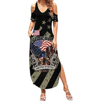 Custom Remembrance Day Summer Maxi Dress American Eagle With USA Flags - Wonder Print Shop