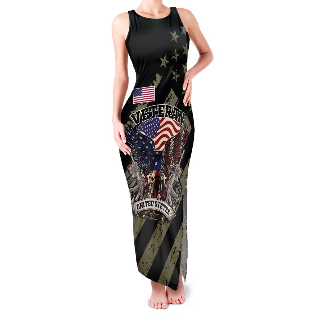 Custom Remembrance Day Tank Maxi Dress American Eagle With USA Flags - Wonder Print Shop