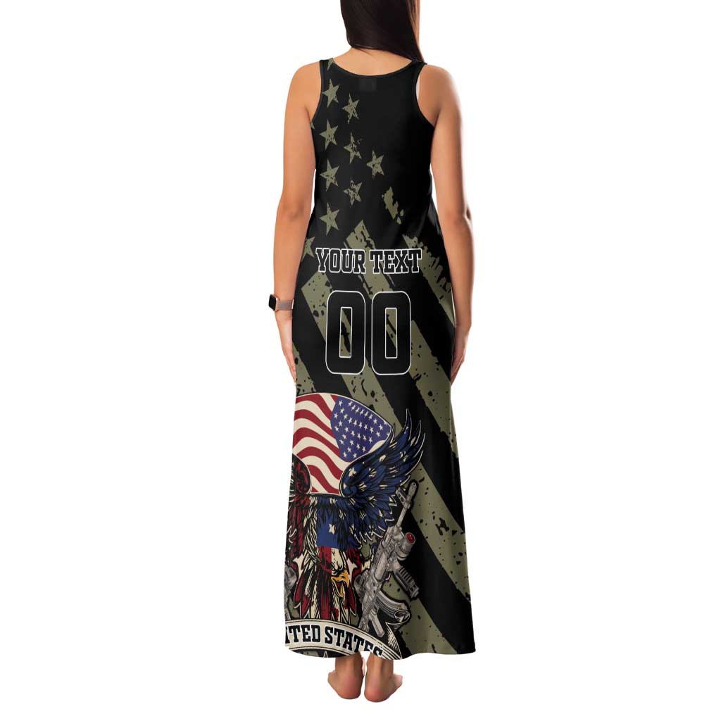Custom Remembrance Day Tank Maxi Dress American Eagle With USA Flags - Wonder Print Shop