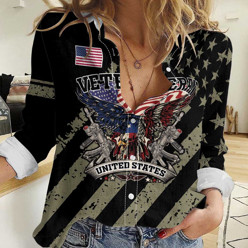 Custom Remembrance Day Women Casual Shirt American Eagle With USA Flags - Wonder Print Shop