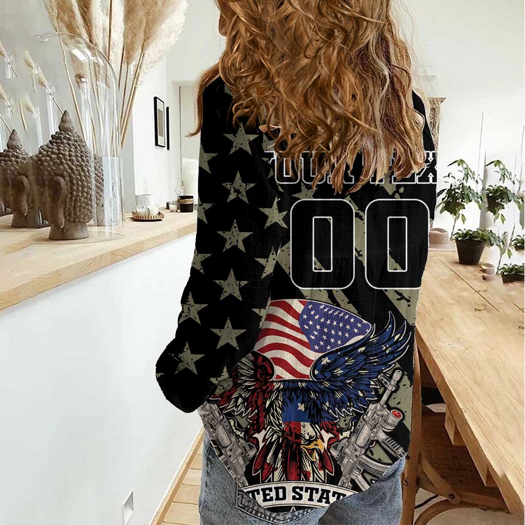 Custom Remembrance Day Women Casual Shirt American Eagle With USA Flags - Wonder Print Shop