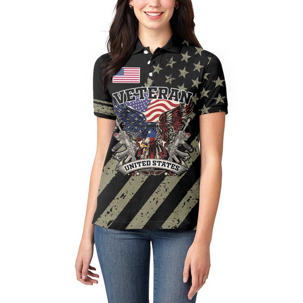 Custom Remembrance Day Women Polo Shirt American Eagle With USA Flags - Wonder Print Shop