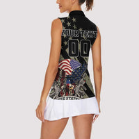 Custom Remembrance Day Women Sleeveless Polo Shirt American Eagle With USA Flags - Wonder Print Shop