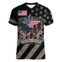 Custom Remembrance Day Women V-Neck T-Shirt American Eagle With USA Flags - Wonder Print Shop