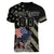 Custom Remembrance Day Women V-Neck T-Shirt American Eagle With USA Flags - Wonder Print Shop
