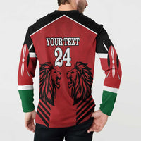 Custom Kenya Rugby Button Sweatshirt African Lion Unique Style - Wonder Print Shop