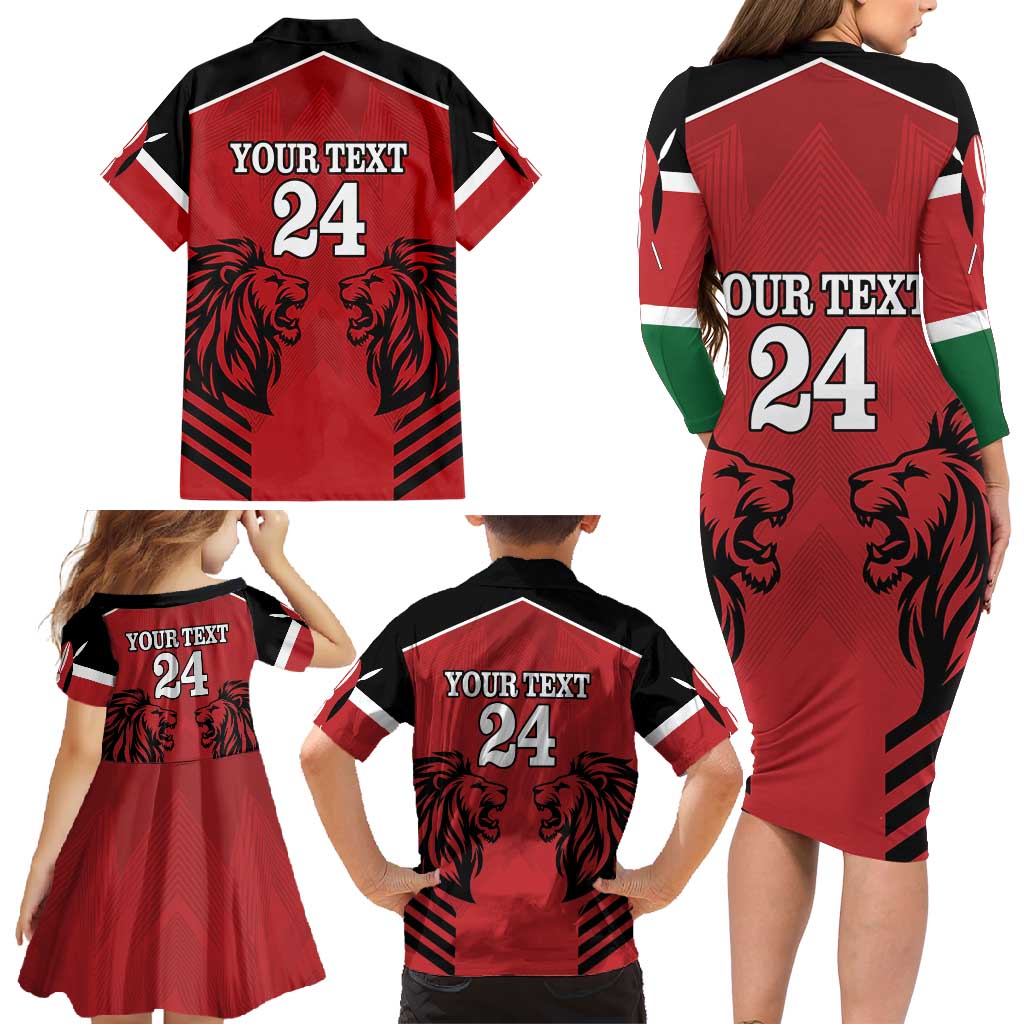 Custom Kenya Rugby Family Matching Long Sleeve Bodycon Dress and Hawaiian Shirt African Lion Unique Style - Wonder Print Shop