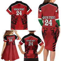 Custom Kenya Rugby Family Matching Long Sleeve Bodycon Dress and Hawaiian Shirt African Lion Unique Style - Wonder Print Shop