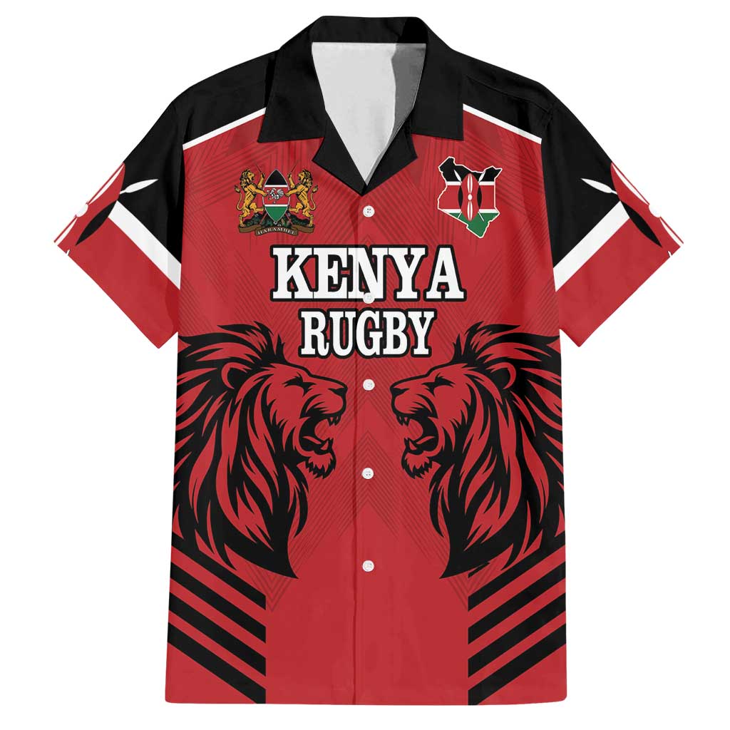 Custom Kenya Rugby Family Matching Off Shoulder Maxi Dress and Hawaiian Shirt African Lion Unique Style - Wonder Print Shop
