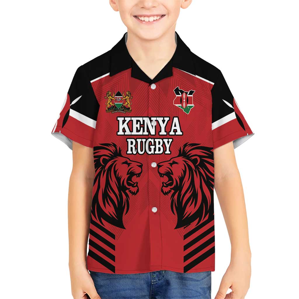 Custom Kenya Rugby Family Matching Off Shoulder Short Dress and Hawaiian Shirt African Lion Unique Style - Wonder Print Shop